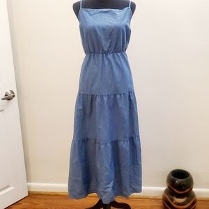 Grace Karin Light Blue Tiered Spaghetti Strap Maxi Dress